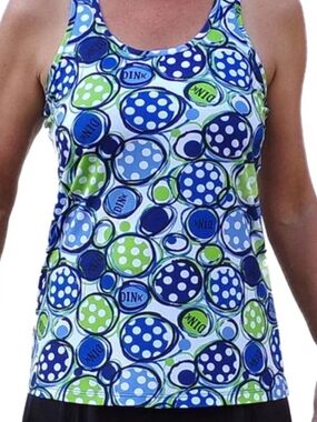 Blue & Green Polka Dot Athletic Tank Top